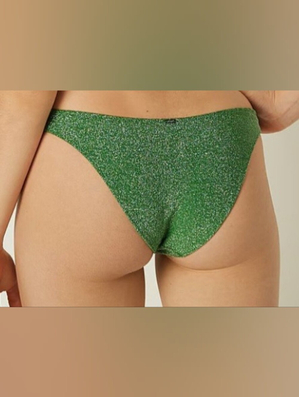 L PINK Swim Shimmer Brazilian Bikini Bottom Green